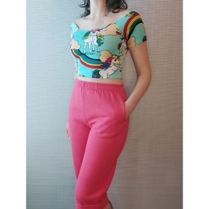 Vintage 90s Russell Athletic Capri Sweatpants Medium Hot Pink Bermuda Shorts